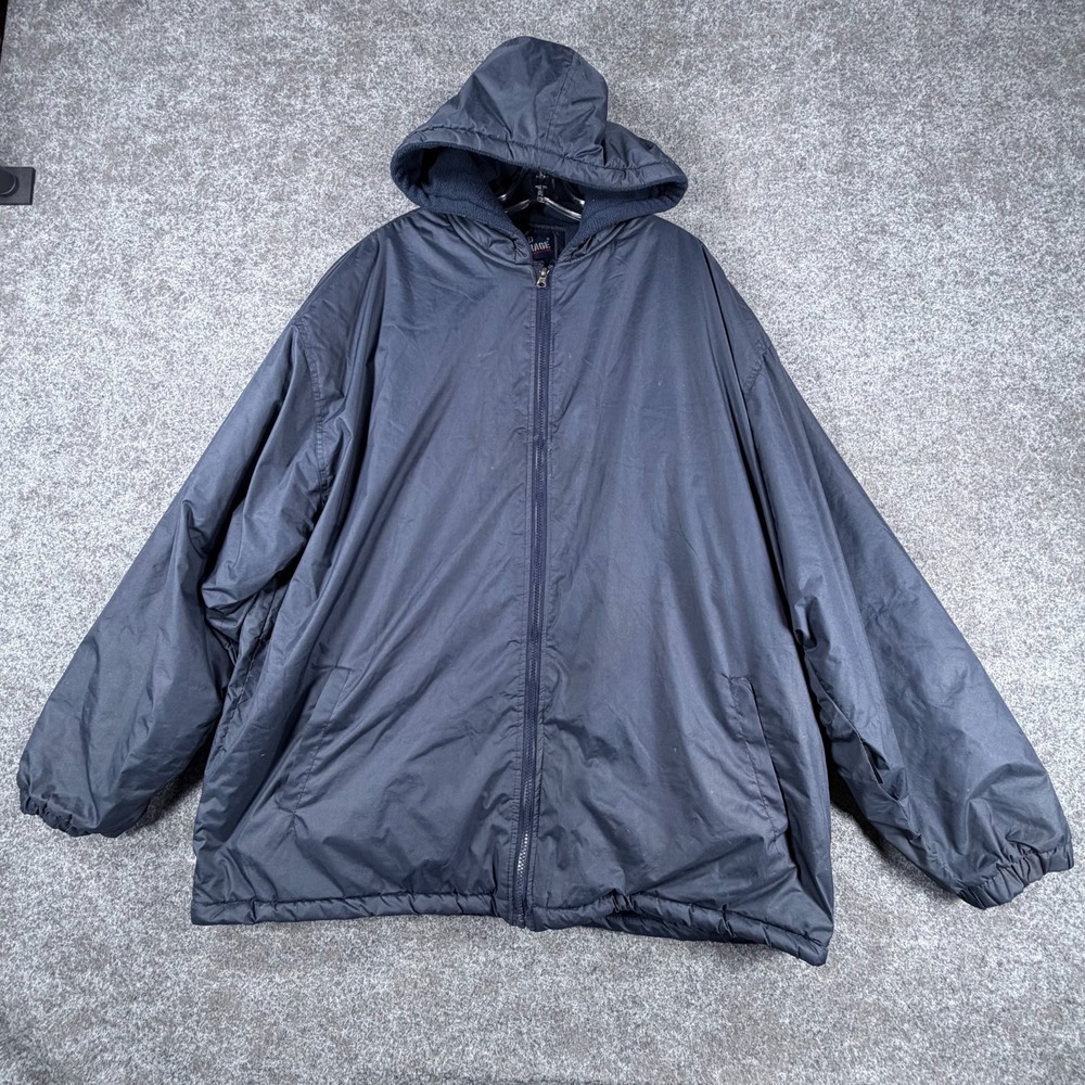Original Cold Storage Windbreaker Jacket Men 3XL Navy Blue Lined Hooded Full Zip